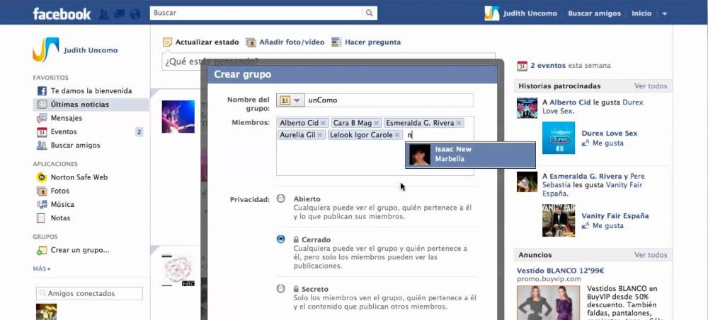 Crear un grupo en Facebook