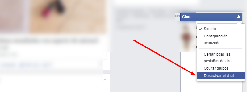 Desactivar chat de Facebook